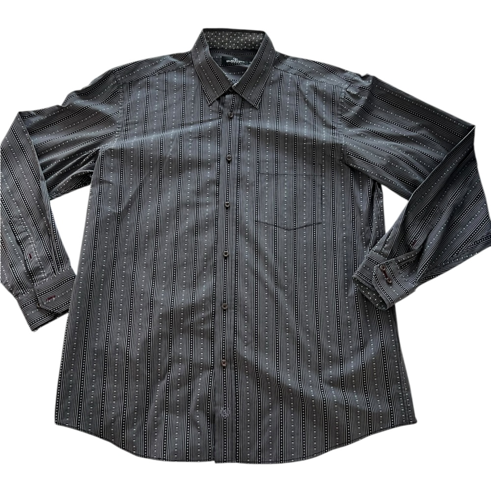 Bugatchi Uomo Men's‎ Black Patterned Button Down Shirt Size XL